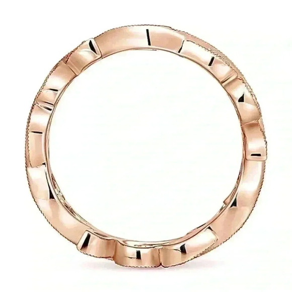 Beautiful 14k Rose Gold Over Silver White Sapphire Ivy Band - Picture 5 of 5